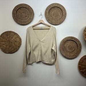 Old Navy Neutral Cream Button Front Ribbed Knit Cardigan Sweater Plus Size 2X